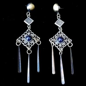 Vintage 1969s Boho Earrings Chandelier Antique Gold Tone